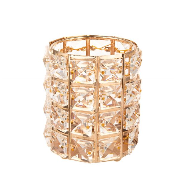 Women Crystal Cosmetic Brush Organizer Makeup Tool Holder - Golden