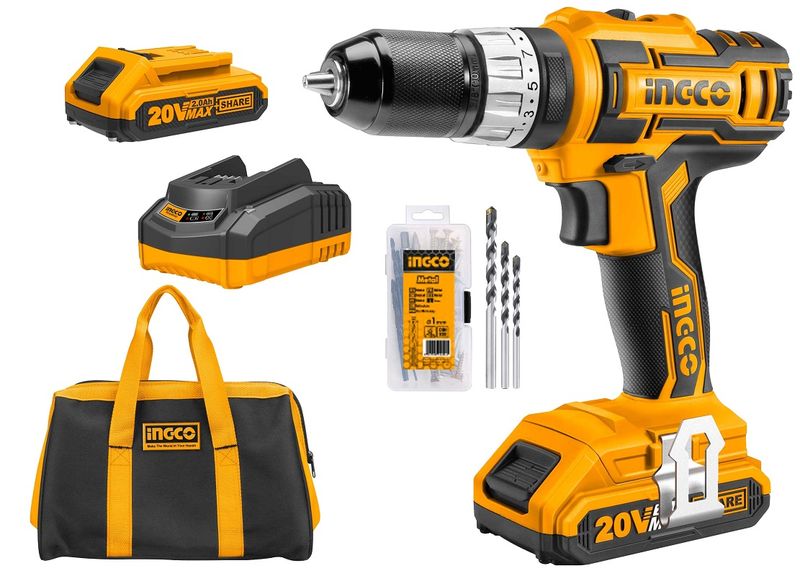 Ingco - Li-Ion Cordless Impact Drill - MEGA COMBO KIT (20V)