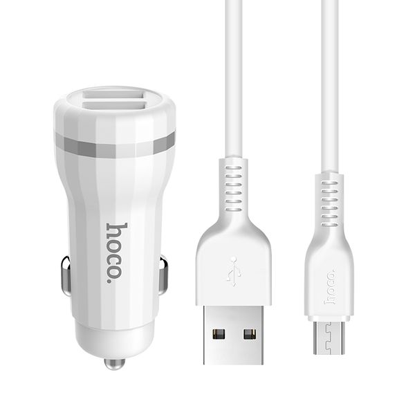 Hoco Staunch dual port in-car charger set with Micro USB Cable