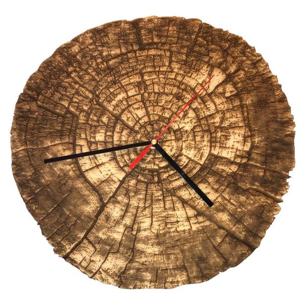 Wall Clock - Engraved Hardwood - Tree Rings