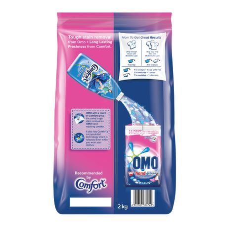 Omo With A Touch Of Comfort Hand Washing Powder 2kg Pack Of 9