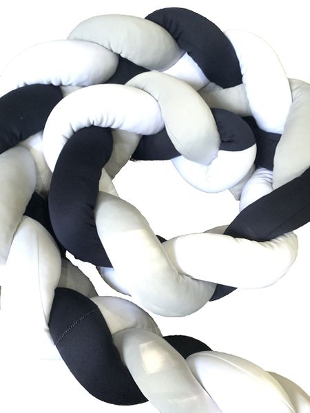 Braided Cot Bumper - 2m Multi Navy (Navy, White &amp; Grey)