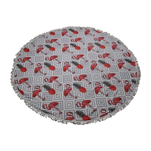 Launch Republic Flamingo Pineapples Round Beach Towel