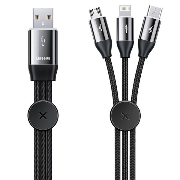 Baseus 1m -3.5A LED 3in1 USB TypeA 2.0 to Type-C, Micro, Lightning Cable