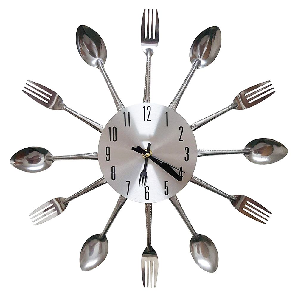 Modern Design Cutlery Kitchen Utensil Spoon Fork Wall Clock Shop