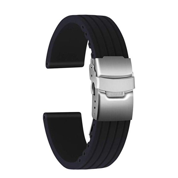 Killer Deals 20mm Universal Watch Replacement Silicone Strap- Black &amp; Blue