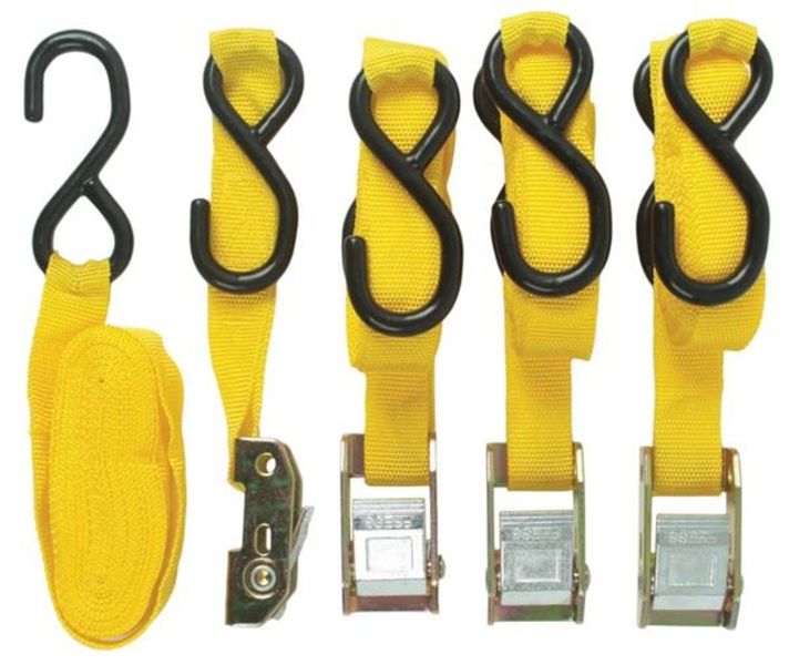 Rough &amp; Tough 4 Piece Cambuckle Tie Down Set - 25mm x 4.6 Meter Long