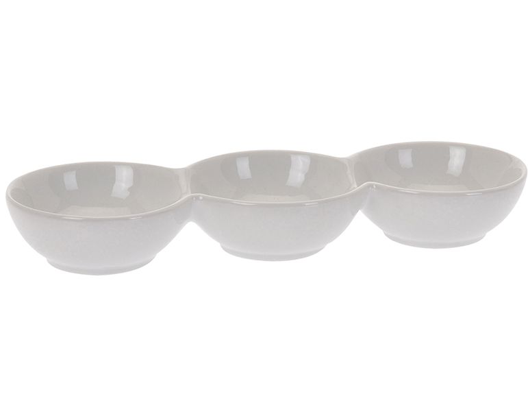 Exceleence Homeware Snack Tray White Porcelain 3 Compartments