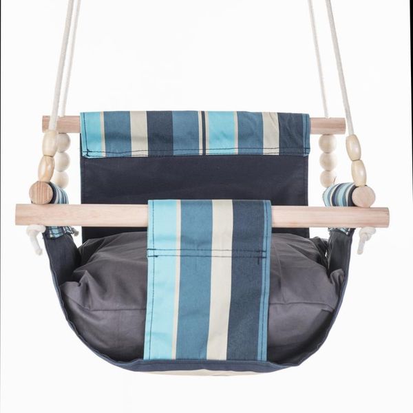 Blue &amp; White Stripes High Back Baby / Toddler Swing