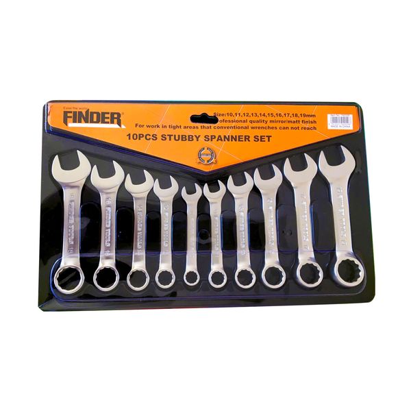 Finder 10 Piece Stubby Wrench Tool Set (10-19mm)