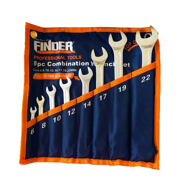 Finder 8 Piece Combination Wrench Set Matt Finish (6-22mm) Tool Set