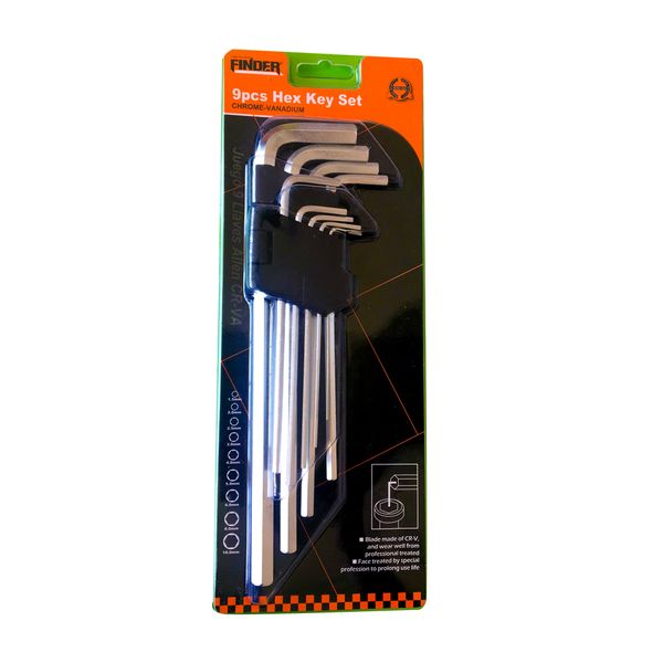 Finder 9 Piece Hex Key Tool Set (Extra Long)