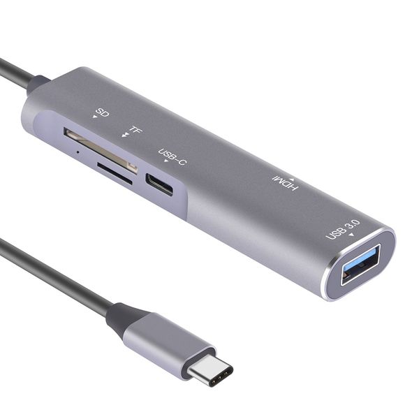 5 in 1 Type-C USB 3.0 to 4K HDMI Card Reader Hub Adapter For Macbook PC