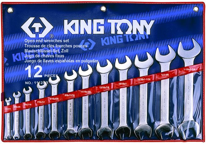 King Tony Spanner Set 12 Pieces Double Open 1/4"-1-1/4
