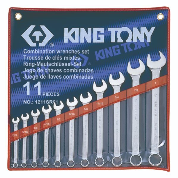 King Tony Combination Wrench Set Imperial 1/4'' - 1'' 11 Pieces