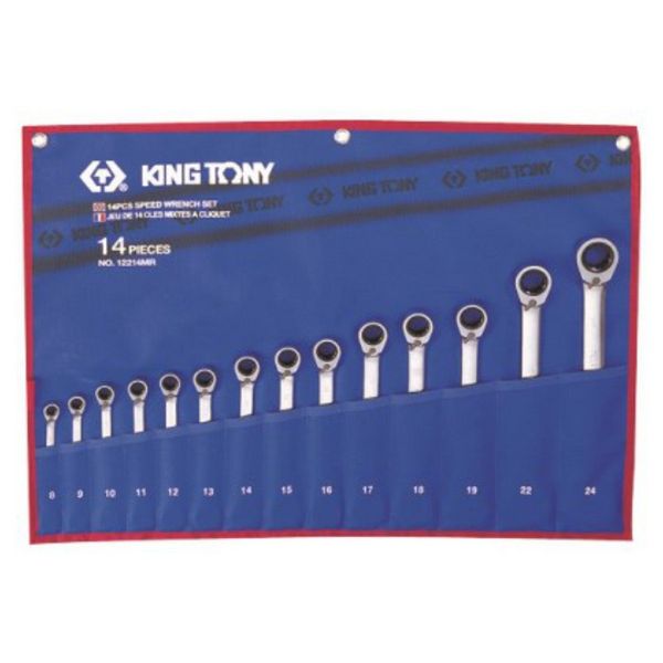 King Tony Ratchet Type Combination Spanner Set 8-24mm 14 Pieces