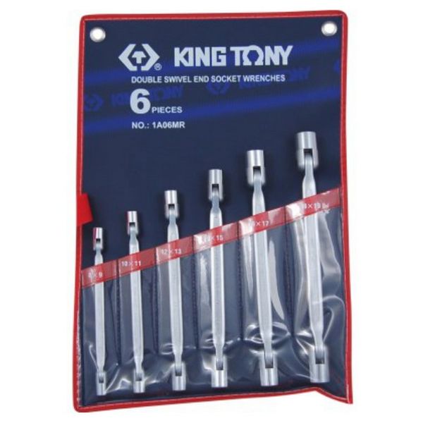 King Tony Double Swivel Socket Spanner Set 8-19mm 6 Pieces