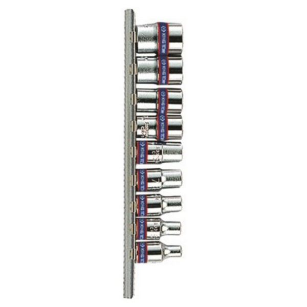 King Tony Socket Set 1/4"Dr on a Rail 4-13mm 9 Pieces