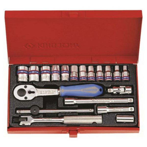 King Tony Socket Set 1/4"Dr 4-13mm 12 Point 19 Pieces