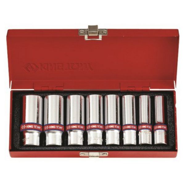 King Tony Socket Set 3/8"Dr Deep 3/8"-13/16" Imperial 8 Pieces