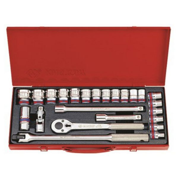 King Tony Socket Set 1/2"Dr 5/16"-1 1/4" 12 Point 24 Pieces Imperial