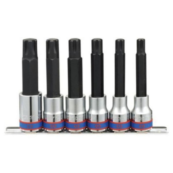 King Tony Ribe Bit Socket Set 1/2"Dr 9-16mm on a Rail 6 Pieces