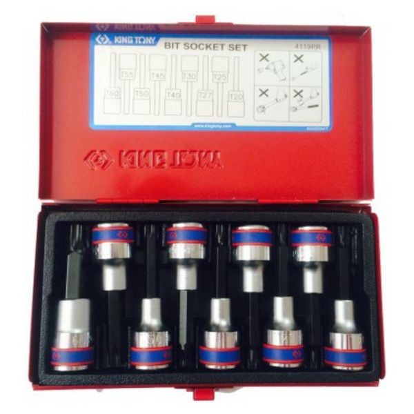 King Tony Torx Bit Socket Set 1/2"Dr T20-T60 80mm 9 Pieces