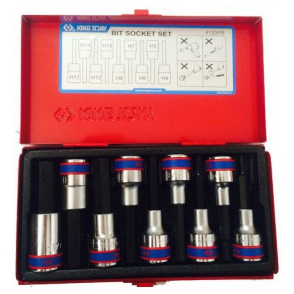 King Tony Hex Bit Socket Set 1/2"Dr H4-H17 80mm 9 Pieces