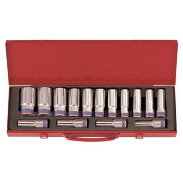 King Tony Deep Socket Set 1/2"Dr 10-32mm 12 Point 15 Pieces