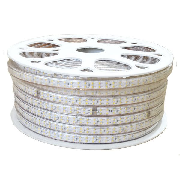 Super Bright 2 Core 100m 220V IP67 Led Strip Light+5 Connectors -Warm White