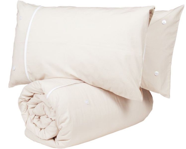 Essentials 100% Cotton 180TC Buttons Pleated Duvet Set - Natural