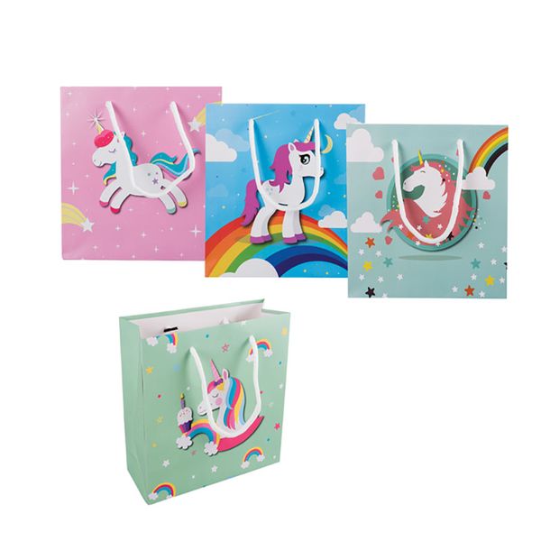 Bulk Pack X 8 Unicorn Gift Bag Med 20x20cm