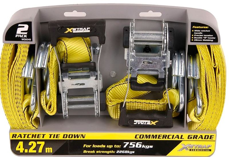 X- Strap Commercial Duty Wide Ratchet Tie Downs - 4,3m x 378mm - 2 Piece
