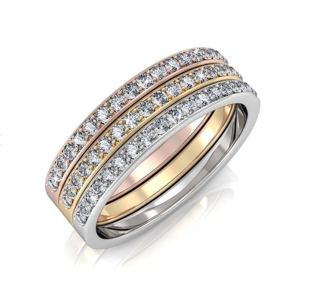 Destiny 925 Sterling Silver Trinity Ring with Swarovski Crystals