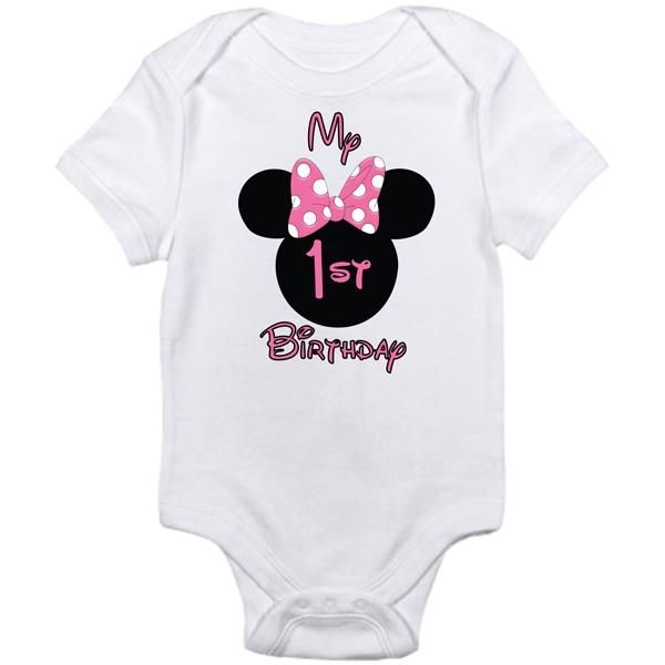 My First Birthday Minnie Mouse Short Sleeve Baby Grower