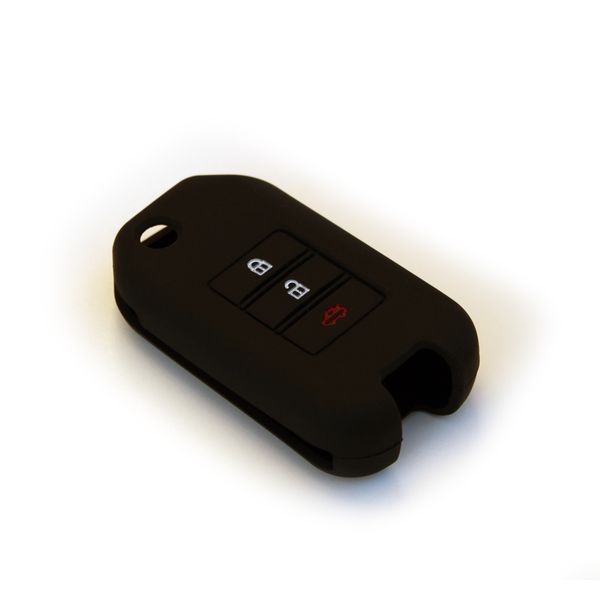 Silicone Car Key Protector - Honda 3 Button Flip Key - Black