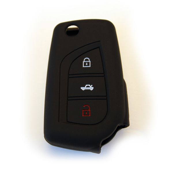 Silicone Car Key Protector - Toyota 3 Button Flip Key Type 1 - Black