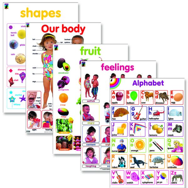 Educat wall chart 5 pack basic visual education and learning