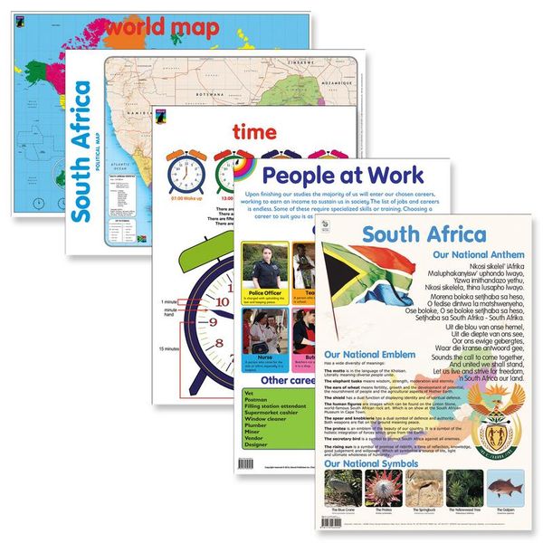 Educat wall chart 5 pack South Africa and the world