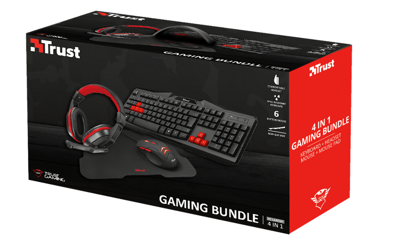 4 in 1 Trust Gaming Holiday Bundle (Keyboard, Mouse, Headset and Mousepad) (PC)