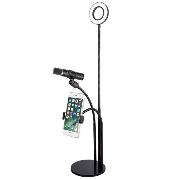 3 in1 Broadcast Mic Stand With Selfie Ring Light and Cellphone Stand