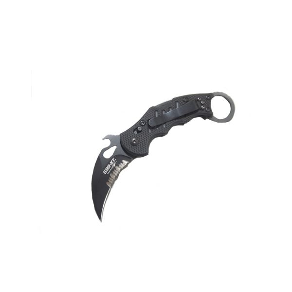 FOX FX-599XTS KARAMBIT BLACK G10 SERRATED FOLDING KNIFE