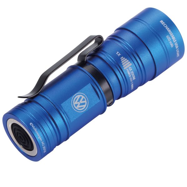 TROIKA Rechargeable Mini Torch-Volkswagen Engraving ECO BEAM VW – Blue