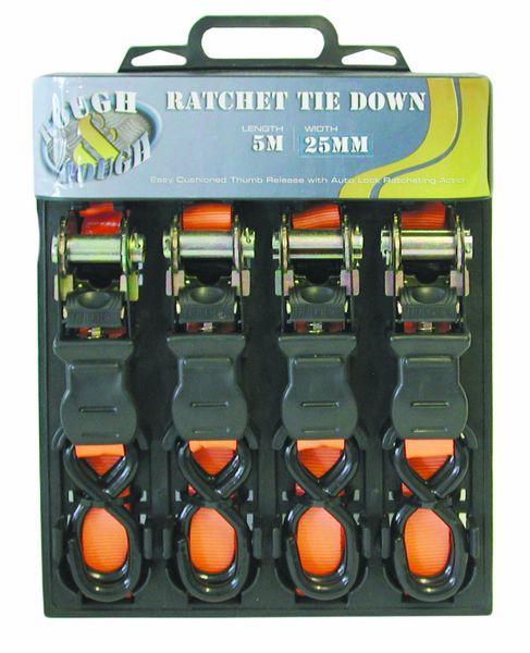 RATCHET TIE DOWN 4 PC 5MX25MM 1500