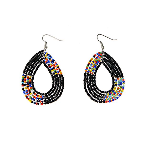Kenya Red African Beaded Earrings - 5.5cm