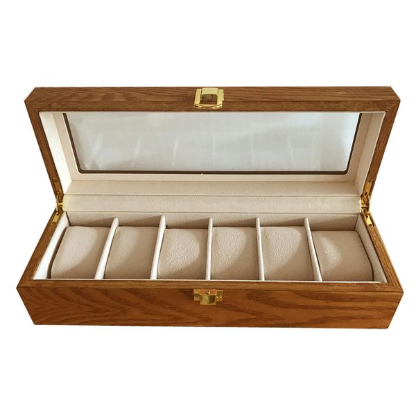 6 Slots Wooden Watch Storage Organizer