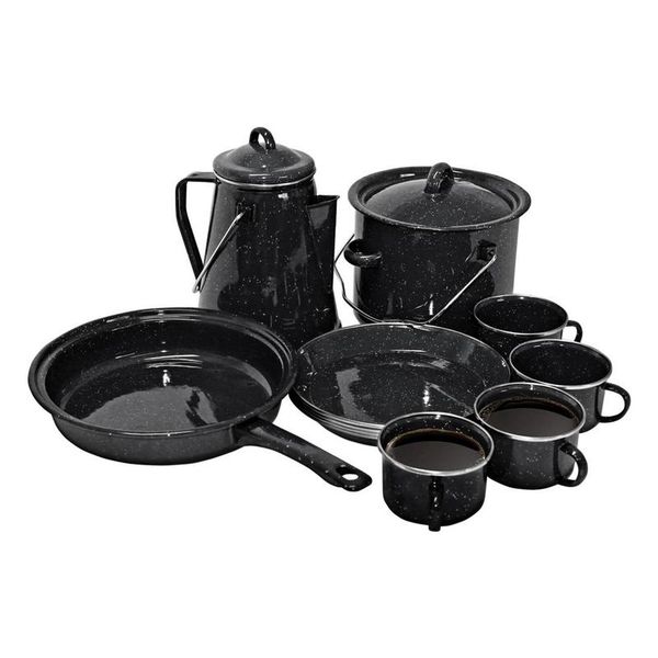 13 Piece Black enamel Camping Set