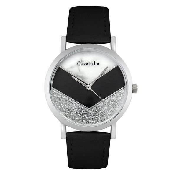 Ladies Glitter Face Watch with Leatherette Strap