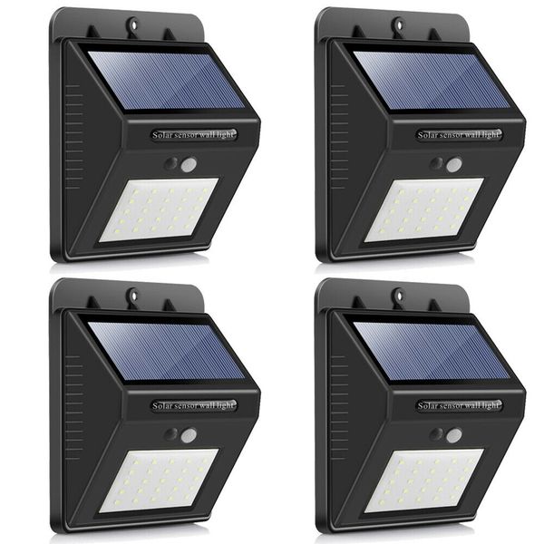 SQI. 25 Led Solar Powered LED Wall Light with Dim Mode + PIR +Night Sensor Pack 4