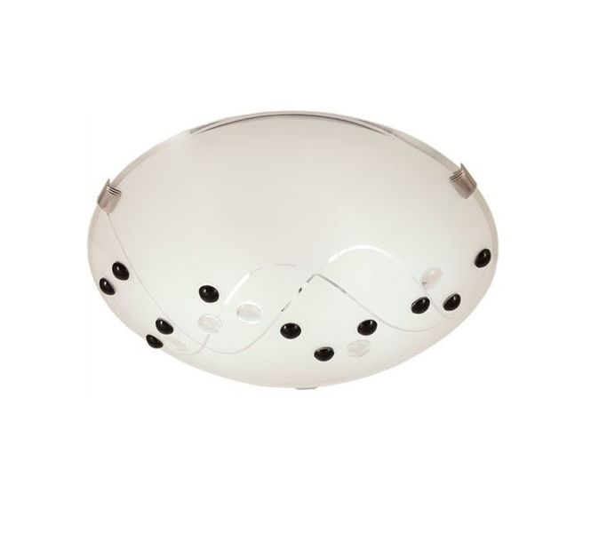 Ceiling Fitting with Patterned Frosted Glass and Black Beads
